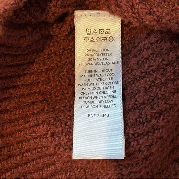 Cowl neck knit sweater Women’s size Medium rust brown long sleeve Fall warm - Picture 6 of 6